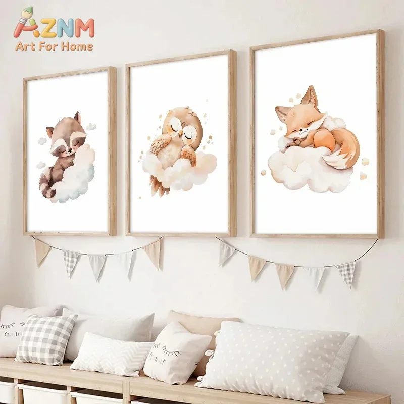 AZNM Watercolor Sleeping Woodl - Baby Nursery Frames recension och pris