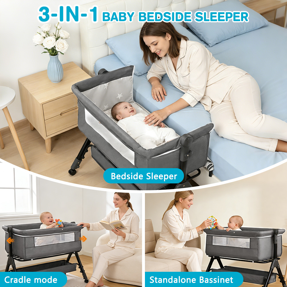 Baby Bassinet 3 in 1 Baby Bass - Baby Nursery Trolley recension och pris
