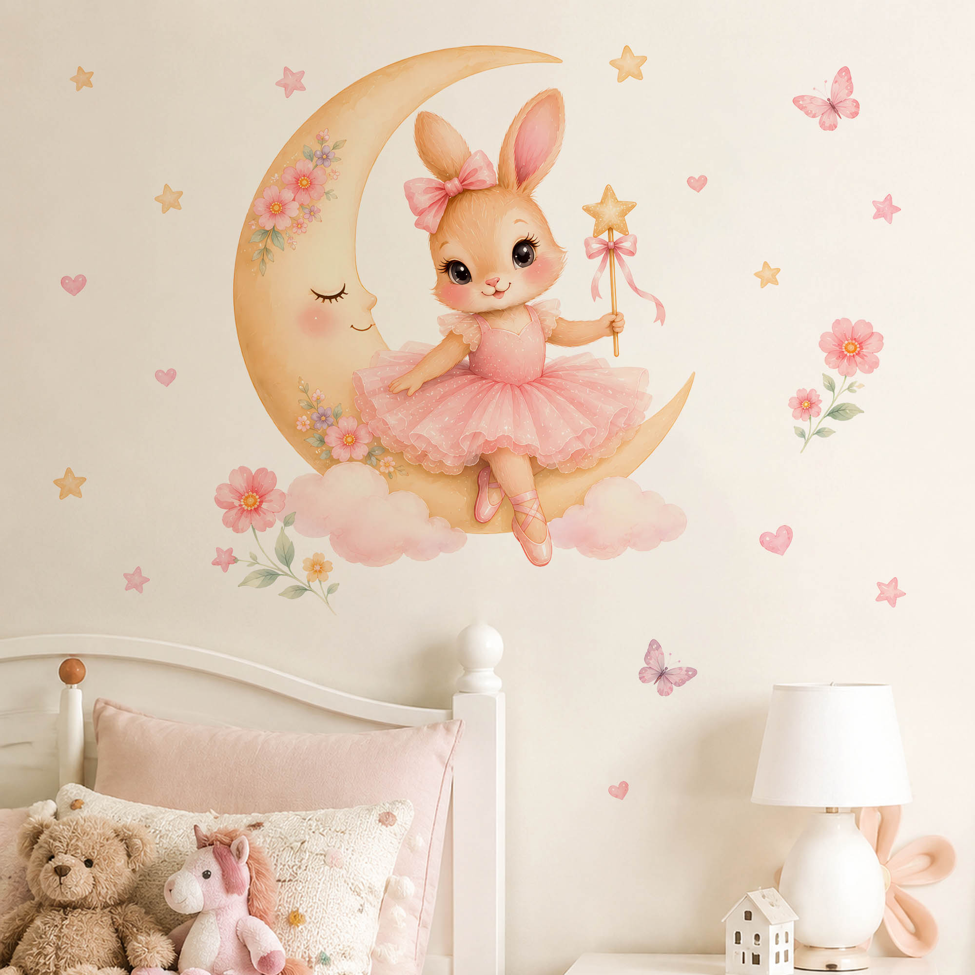 Watercolor Ballerina Bunny Moo - Baby Nursery Decor Girl recension och pris