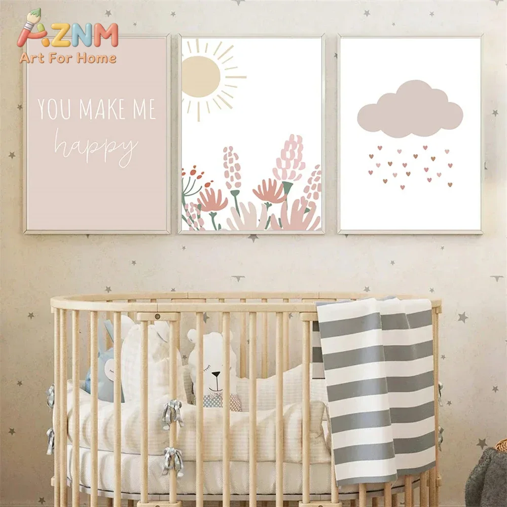 AZNM Boho Pink Rainbow Sun Flo - Baby Girl Nursery Quotes recension och pris
