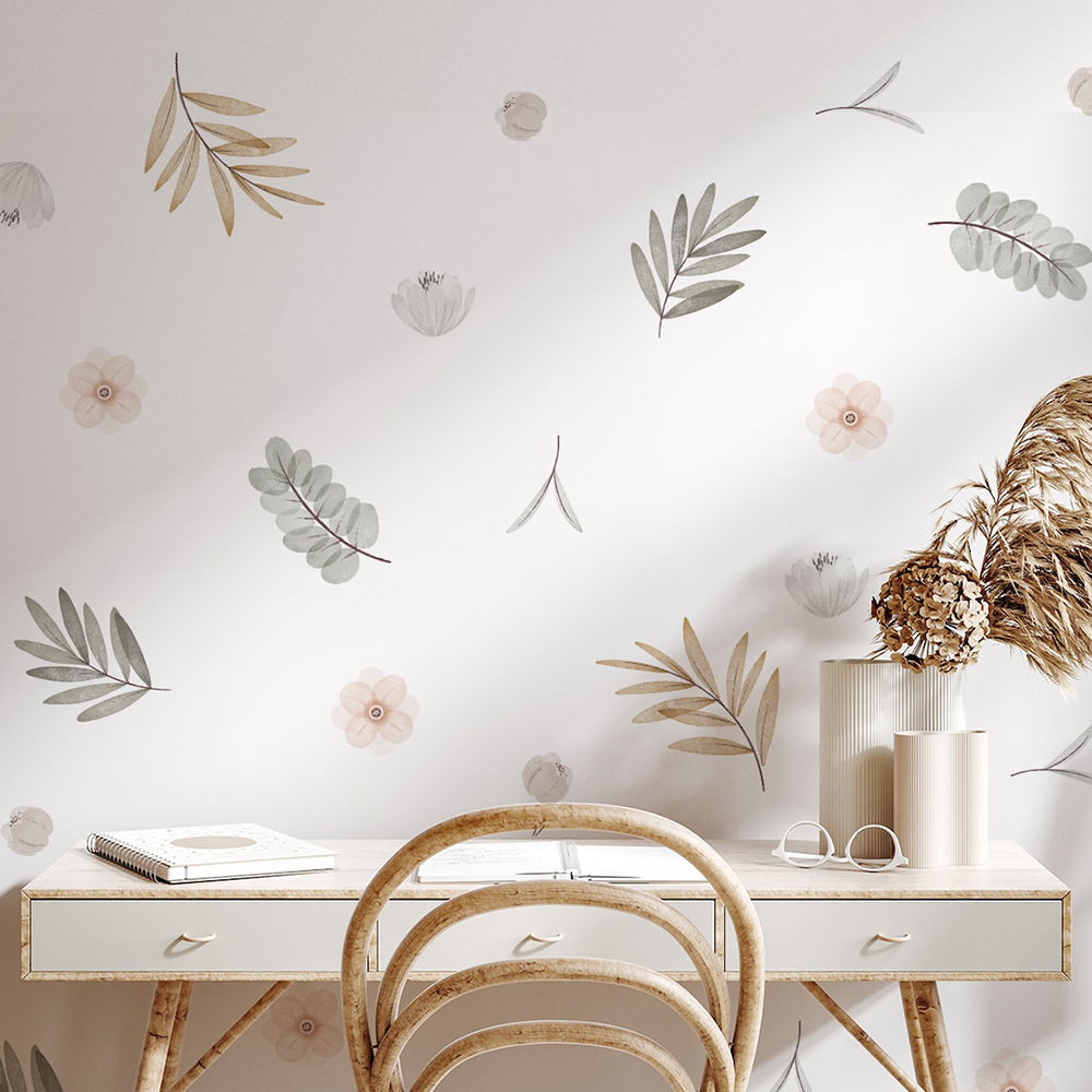 Boho Leaves Botanical DIY Wall - Baby Nursery Decor Girl recension och pris