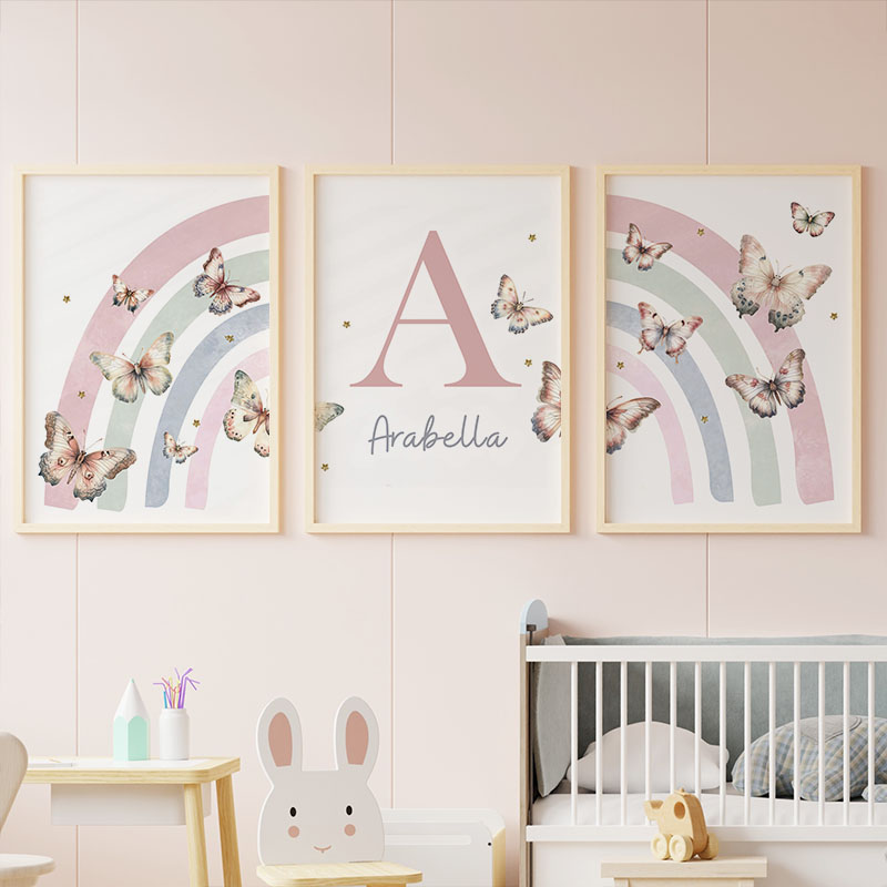 Pink Rainbow Butterfly Custom  - Baby Nursery Decor Girl recension och pris